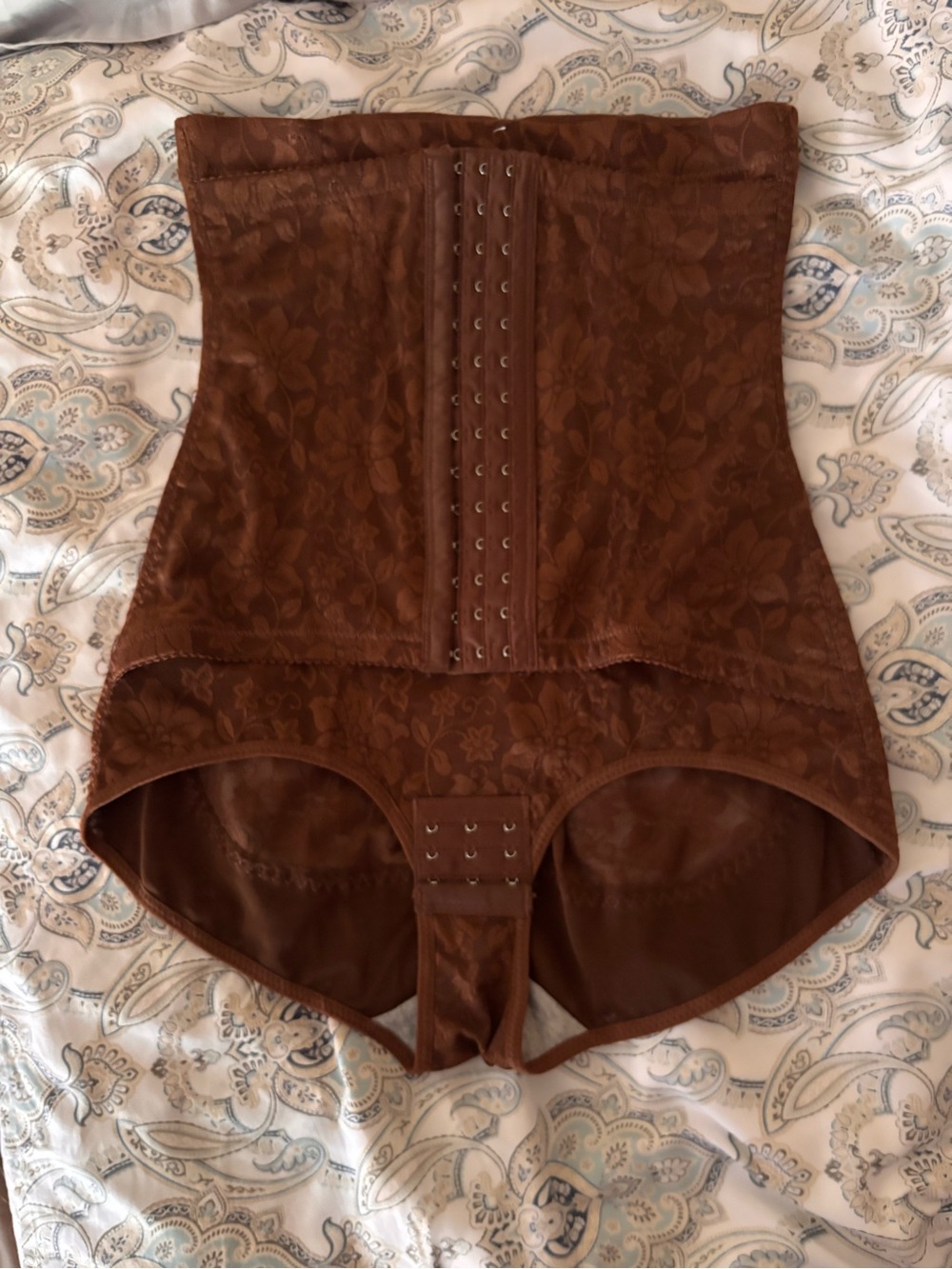 Shaper Queen size large High-Waist Brown Floral Shapewear Briefs